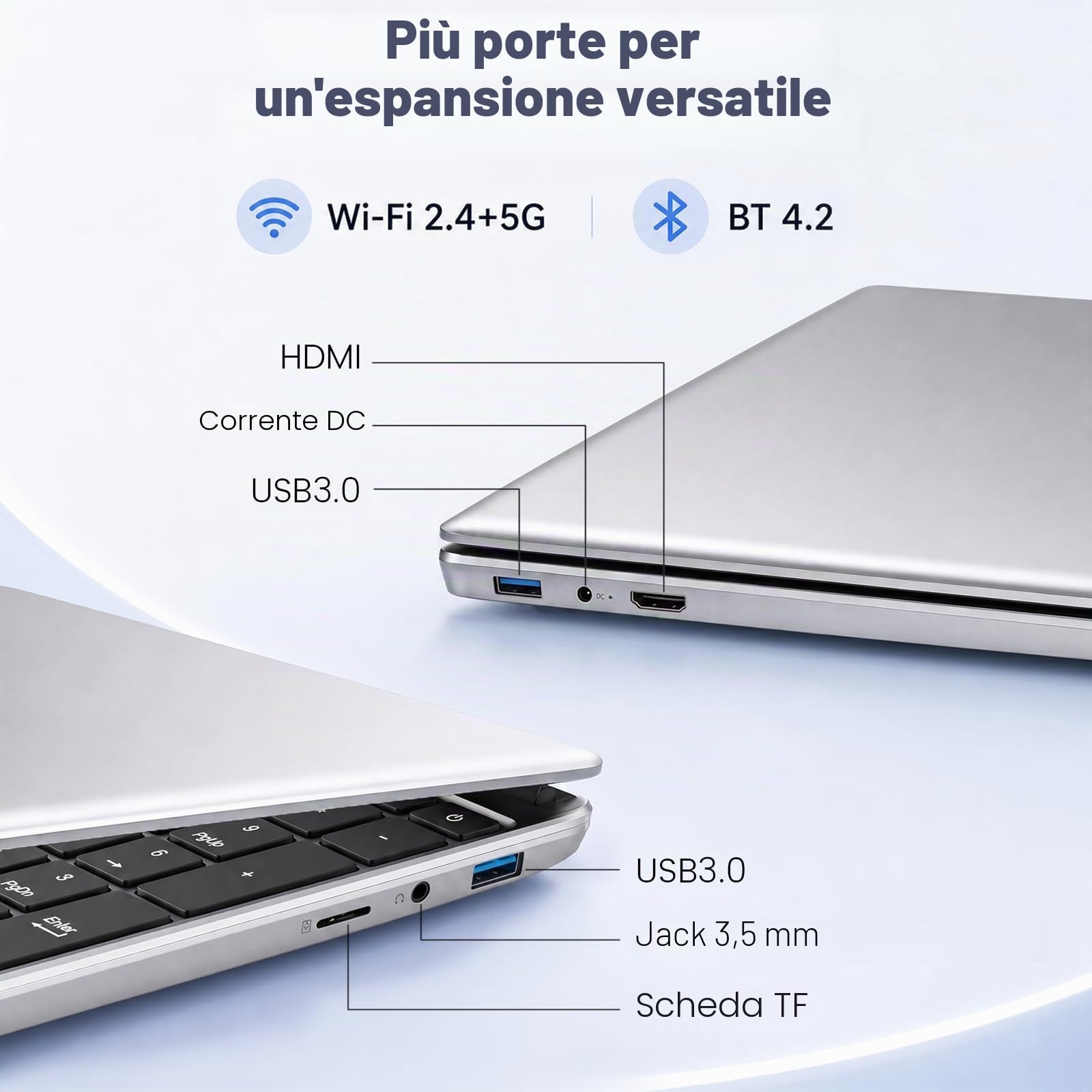 Kayoote 2026 PC Portatile 15.6 Pollici Win 11 Pro, Celeron 5205U Notebook, 8GB RAM 256GB SSD, Display IPS FHD 1920x1080, Tastiera Retroilluminata, Sblocco Impronta Digitale, USB 3.0, Mini HDMI