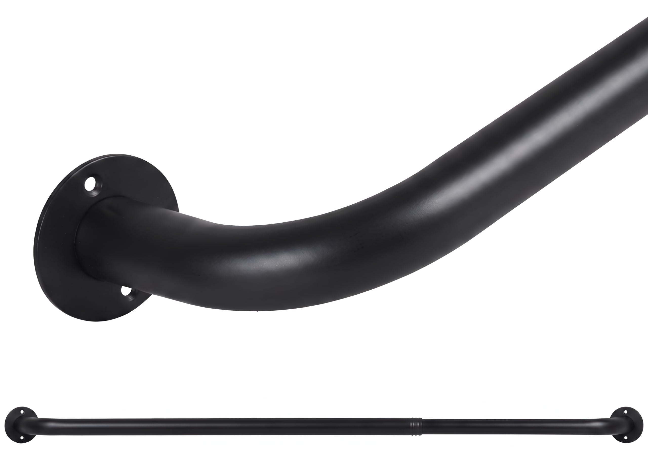 AMEHA Matte Black Extendable Shower Curtain Pole 28-48inches (70-120cm)