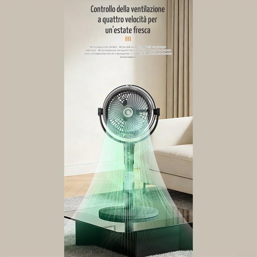 Ventilatore nebulizzatore Portatile da Esterno con Telecomando e Timer, Ventilatore a piedistallo oscillante a 4 velocità con Sistema di nebulizzazione umidificante, per Patio, Giardino, Cortile