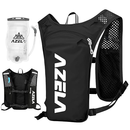 Flintronic Sac à Dos Hydratation, Sac à Dos de Vélo, Réglable Ultraléger Réfléchissant, avec vessie d'eau de 1.5L pour Femme Homme Course Marathon Randonnée