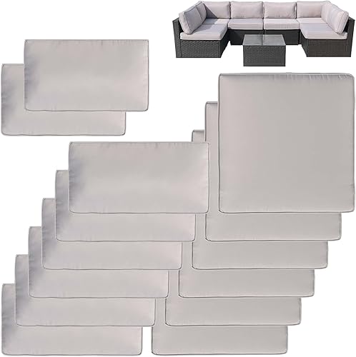 VIXLON Lot de 14 Housses de Coussin de Rechange pour Meubles de Patio en Osier e