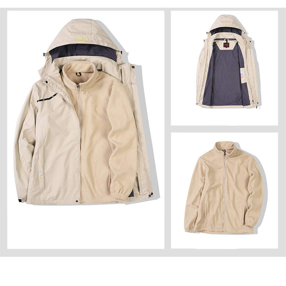 Donna/Uomo 3 in 1 Giacca da Sci da Arrampicata Impermeabile Pile Rimovibile con Cappuccio Regolabile, Giubbotto da Trekking Montagna Parka Antivento Invernale