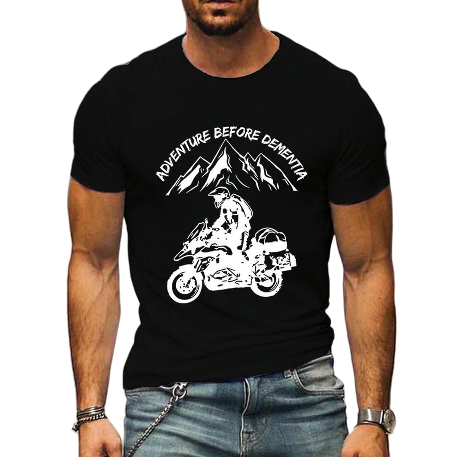 Męskie koszulki męskie śmieszne górskie przygody motocyklowe koszulki Harajuku modna koszula luźna