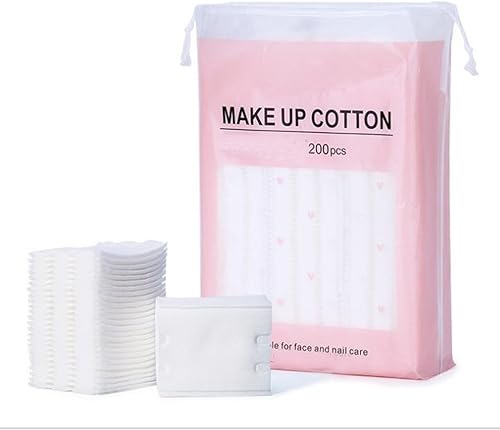 200 almohadillas rectangulares de algodón orgánico puro para maquillaje facial, sin pelusas, almohadillas cuadradas de limpieza facial, toallitas de