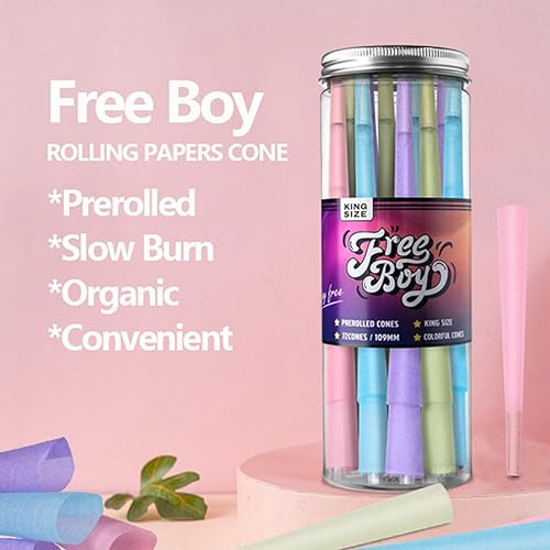 Miniatura 6 de Free Boy Conos  Paquete de 60  Papeles de liar coloridos  Papel de liar preenrollado tamaño King con puntas  Conos preenrollados de 4.291 in