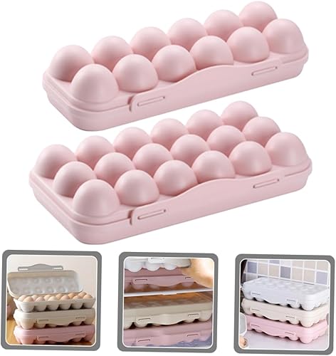 Miniatura 2 de UPKOCH Contenedor de 2 piezas con tapa, placa organizadora de plástico para servir huevos con tapa, contenedor de almacenamiento apilable, 24 huevos