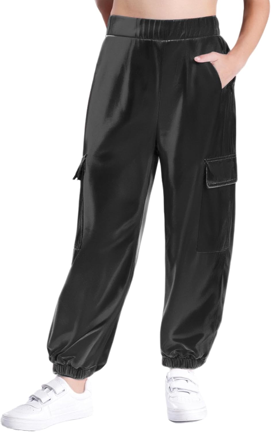 Alvivi Kids Girls Boys Metallic Jazz Hip Hop Dance Pants Cargo Legging