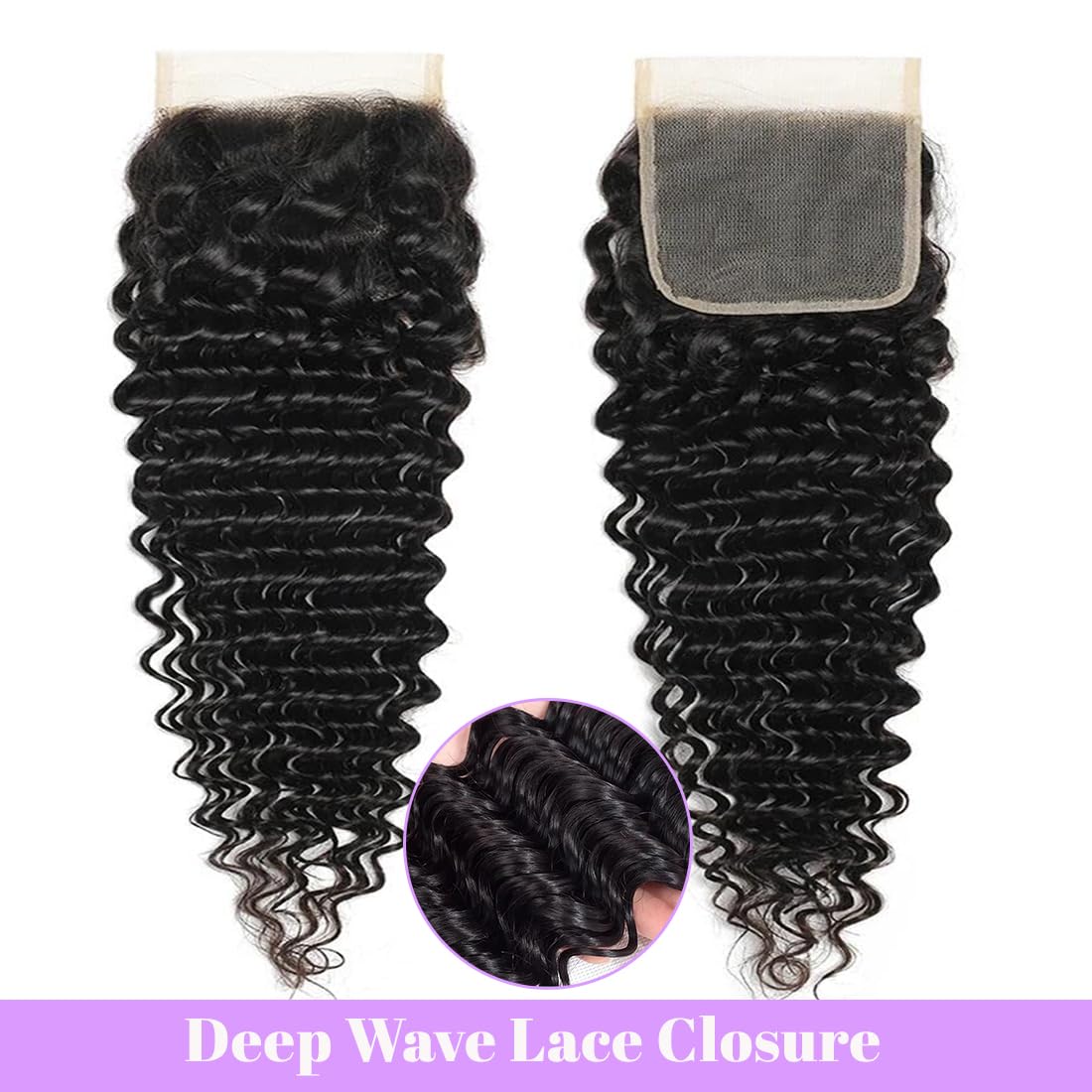 Human Hair Bundles with Closure (26 28 30+20 Closure) Deep Wave Bundles with Closure 100% Unprocessed Brazilian Virgin Curly Closure with Bundles Human Hair Weave with 4x4 Lace Closure Natural Color