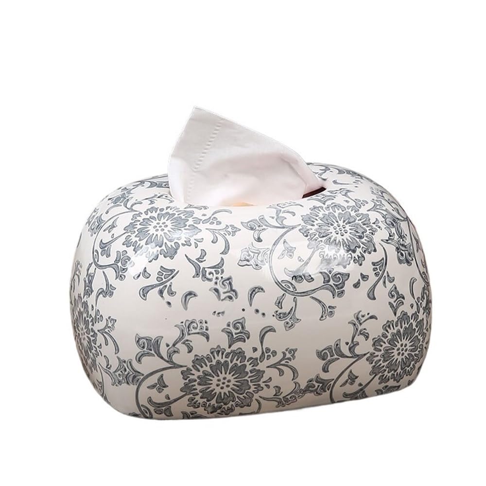 Tissue Holder Dispenser Ceramic Paper Towel Box for Dining Table Coffee Living Room Desktop Napkin for Living Room(Black)