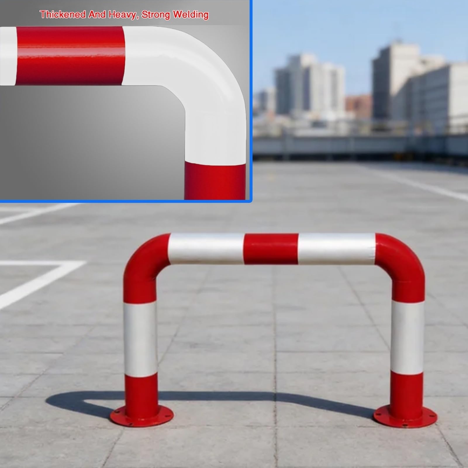Paraurti di parcheggio a forma di U in acciaio resistente, barriera anti-collisione per fabbriche scuole, blocco di protezione rotondo