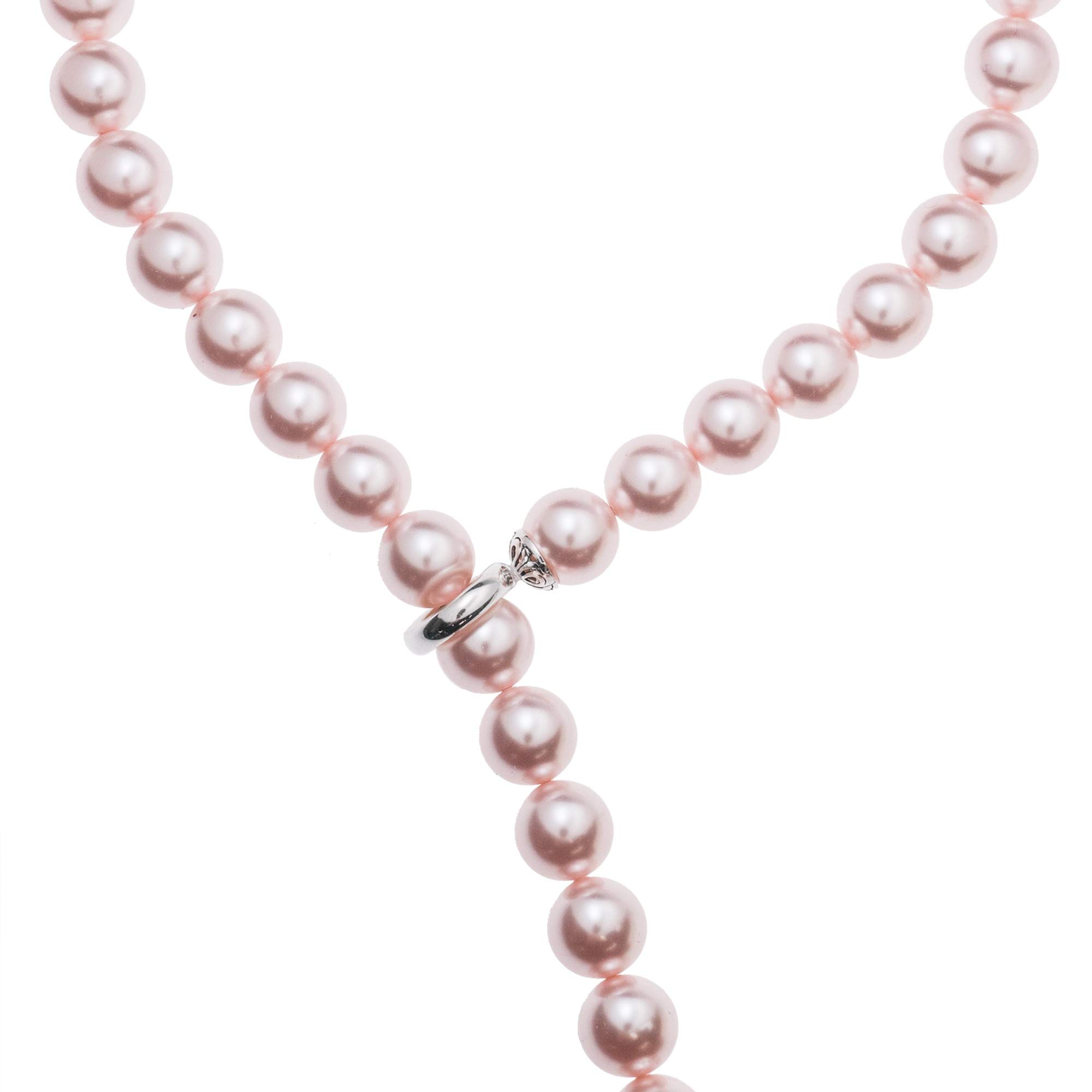 925 Sterling Silver Round Pearl Necklace Enhancer Shortener Ring Spring