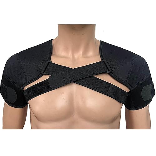 Protector de hombro con soporte doble, soporte de hombro ajustable para hombres y mujeres, alivio de lesiones de hombro, tendinitis