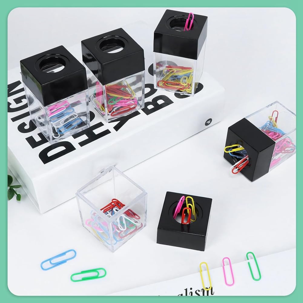 Tskcvy 6 Pack Magnetic Paper Clip Holder Paper Clip Holder Black Paperclip Holders for Desk Paper Clip - Image 4