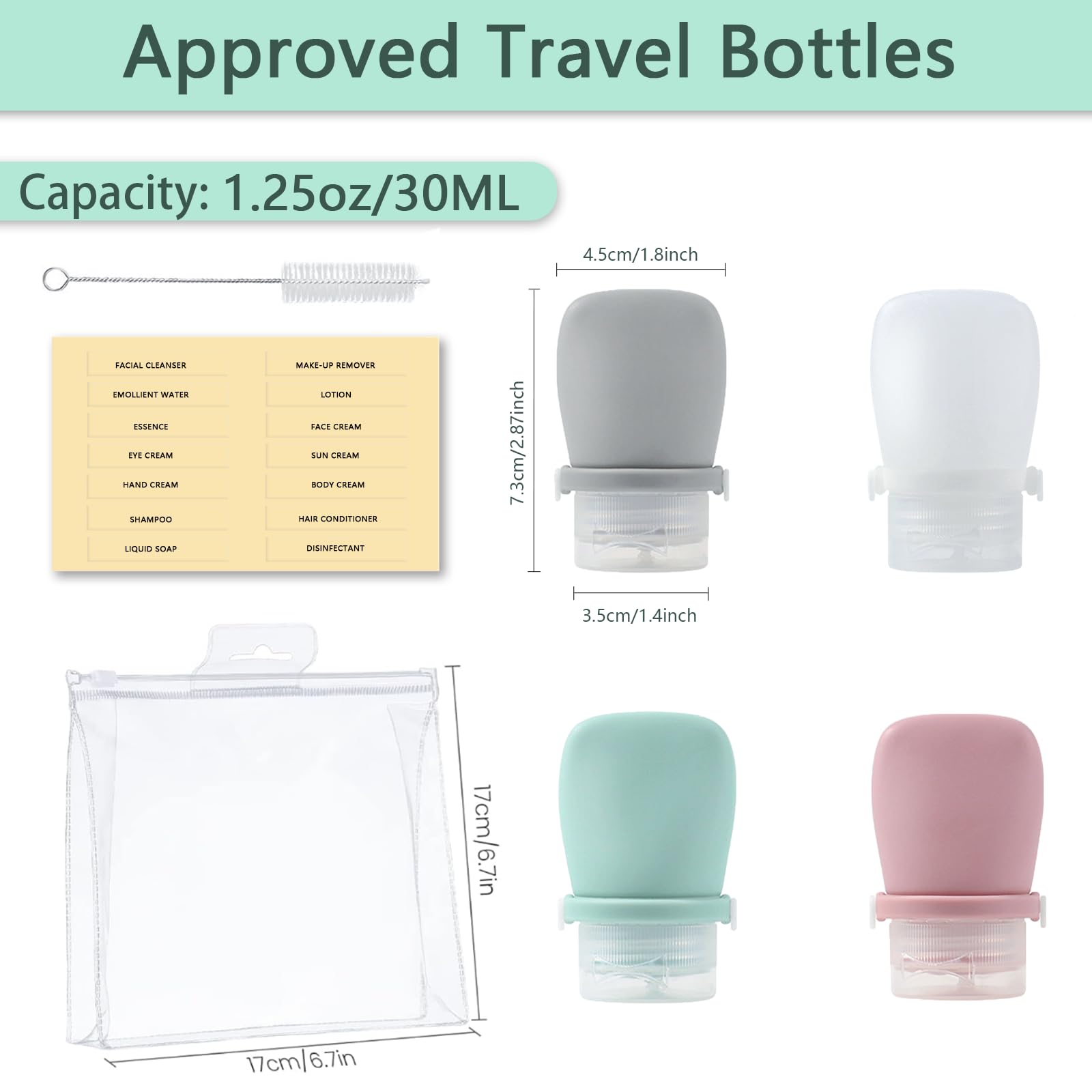 RILYSUN Silicone Travel Bottles Set for Toiletries Leak Proof Refillable Squeezable Containers - Image 3