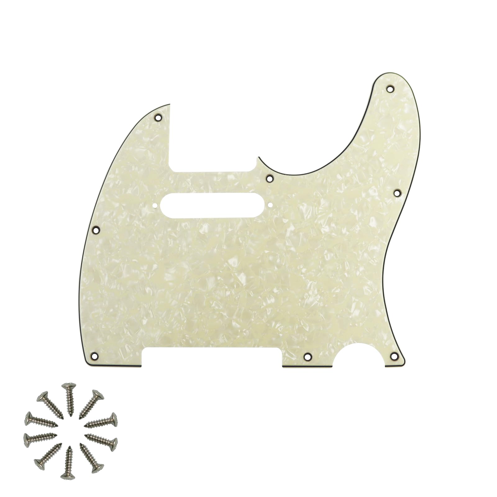 8-Hole Tele Pickguard for Fender Telecaster Guitar, Aged Pearl 4Ply