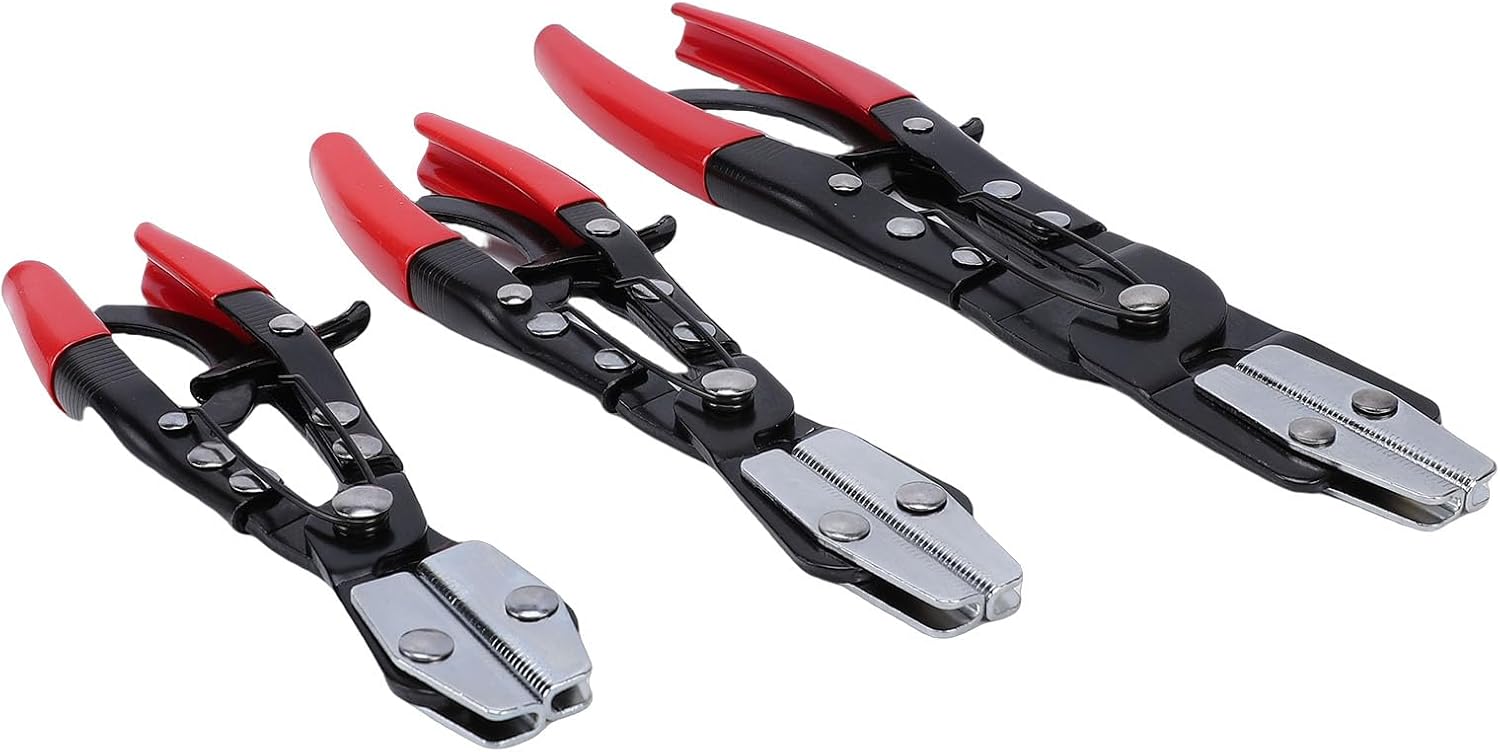 3 Pcs Ratcheting Hose Pinch Pliers, 8 10 12 Inch Locking Hose Pinch Off Pliers, Locking with Bag, Ideal for Heatsink Coolant & Car Fuel Lines Automotive Repair