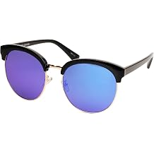 97018 XXL Premium Oversize Mirrored Funky Flat Sunglasses BLACK/BLUE, 56