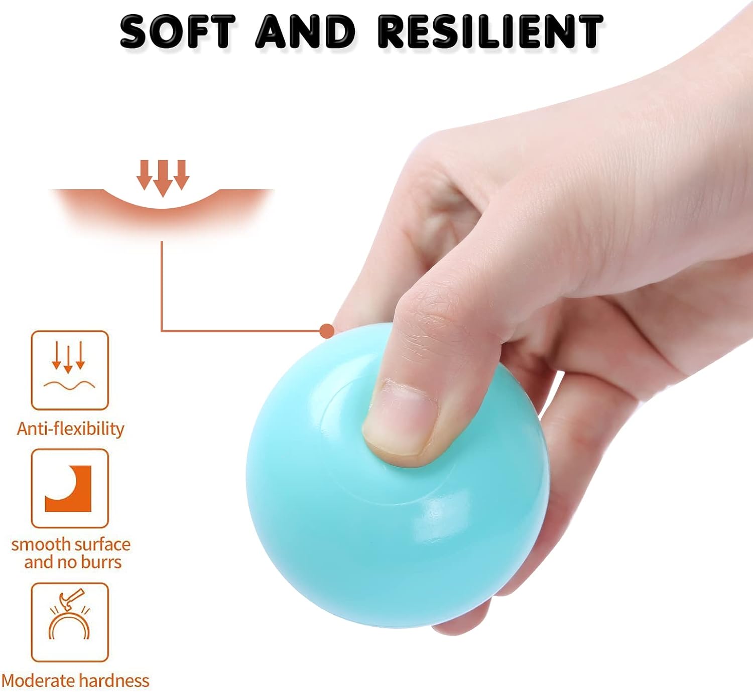 PlayMaty Colorful Pit Balls 2.1-inch Plastic Ocean Ball Crush Proof Stress Balls for Kids Pool Ball Playhouse Pit Accessories