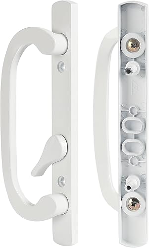 Juego de manijas de puerta corrediza de patio con tiradores IE fundidos a presión de zinc, giro de pulgar desplazado, se adapta a puertas de 1-58 a