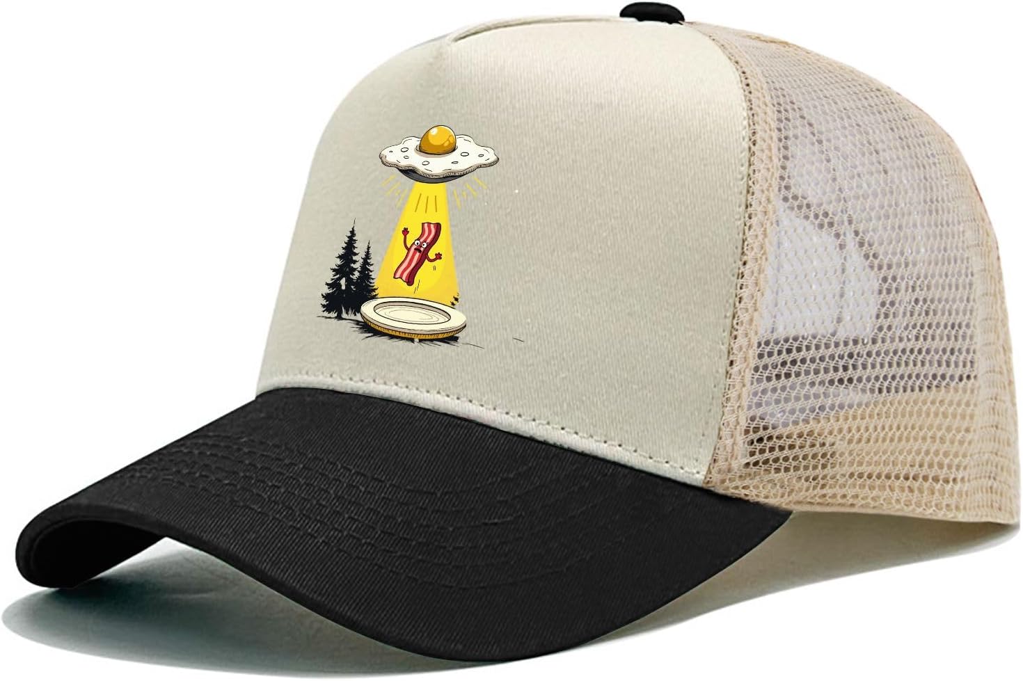 Funny Alien Abduction Bacon and Egg Hat Trucker Hat Men Baseball Cap Birthday Gifts