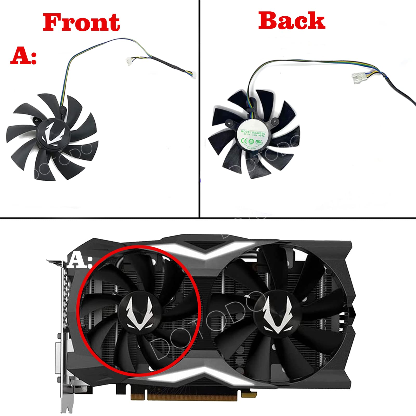 87 mm GA92S2H DC12V 0.35A 100MM GAA8S2U 0.45A 4Pin ventilador gráfico para ZÔÀÇ GAMING GeForce RTX2070 RTX 2070 OC Mini tarjeta de video ventilador de refrigeración (Fan-A-87mm)
