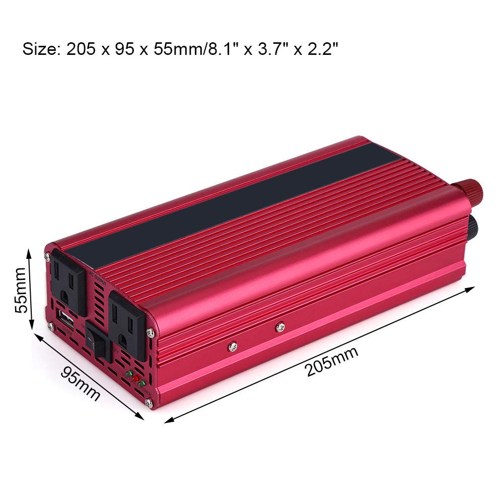 Inversor de Potencia 2000W para Automóvil Convertidor 12V DC a 110V AC con USB Compatible con Dispositivos Electrónicos en Vehículos de Cualquier Marca Ideal para Viajes y Uso Diario