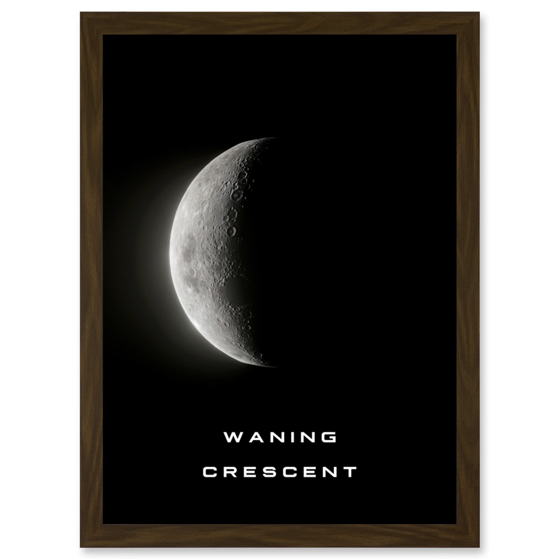 Artery8 Phases of the Moon Astronomy Waning Crescent Lunar Space Poster Artwork Framed Wall Art Print A4