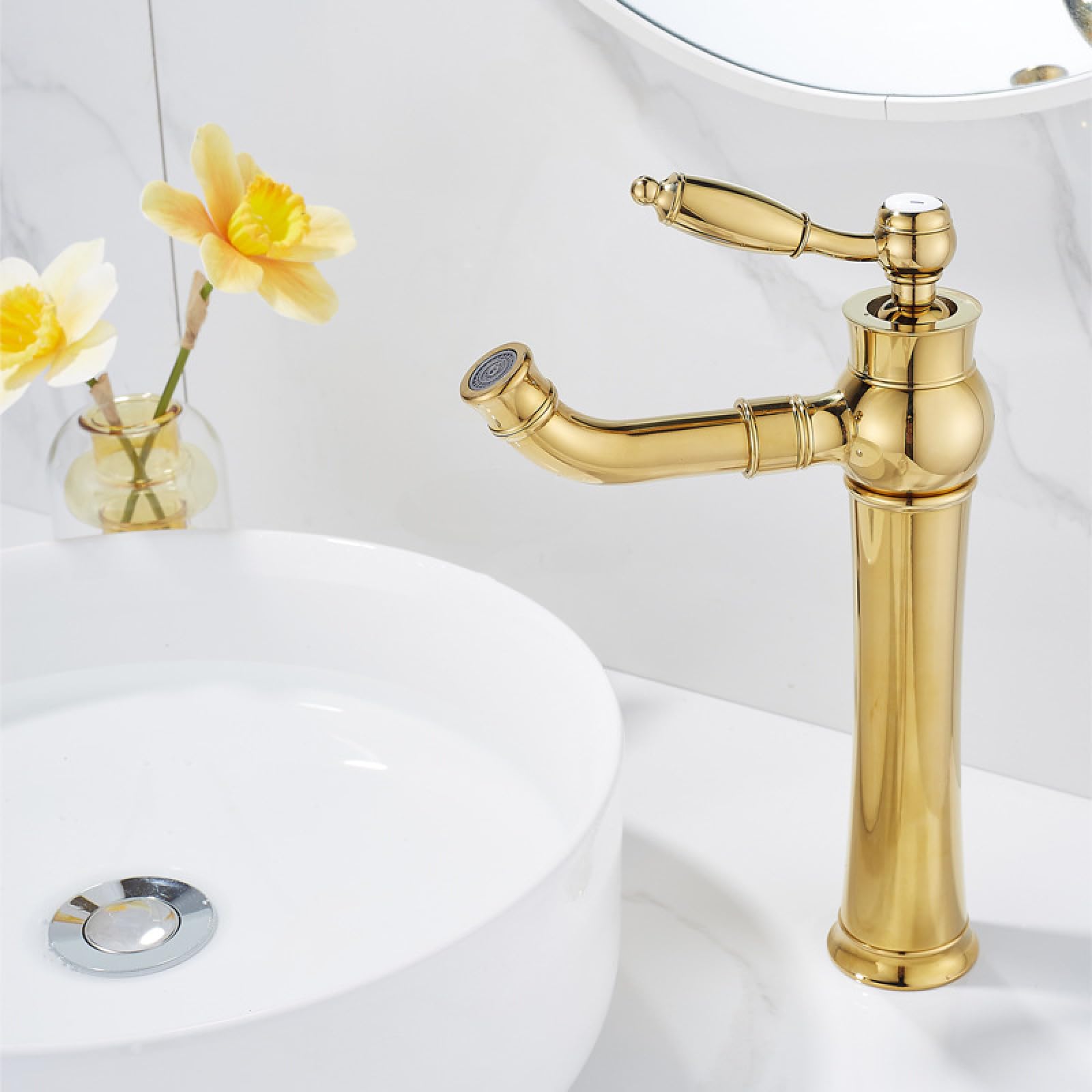 Grifo de cobre para agua fría y caliente, altamente chapado