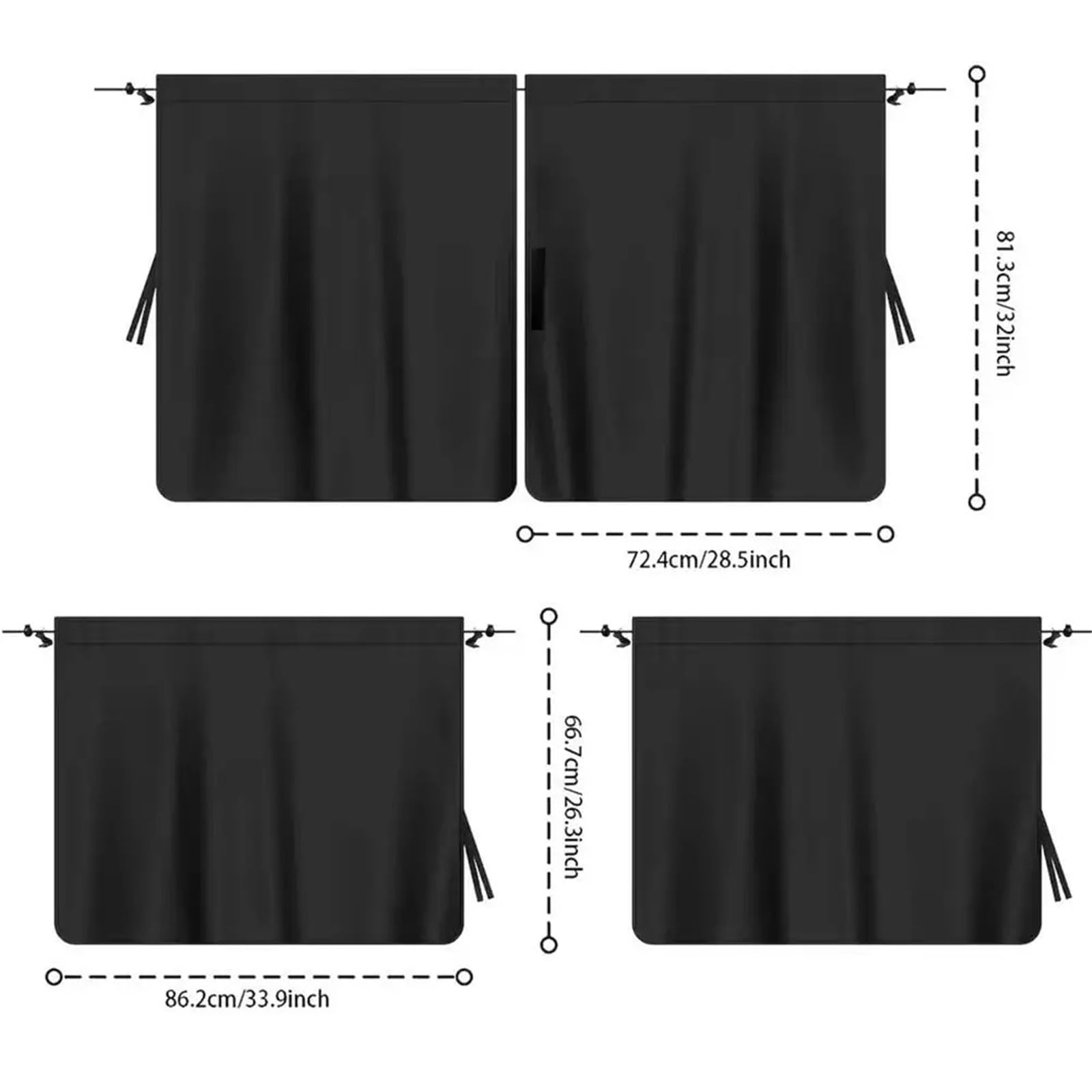 Rideaux de Séparation Voiture Ensemble de Rideaux séparateurs confidentialité for Voiture, 4 pièces, Pare-Soleil fenêtre occultants Amovibles for siège arrière, Sieste Voyage et Camping(Color 1)