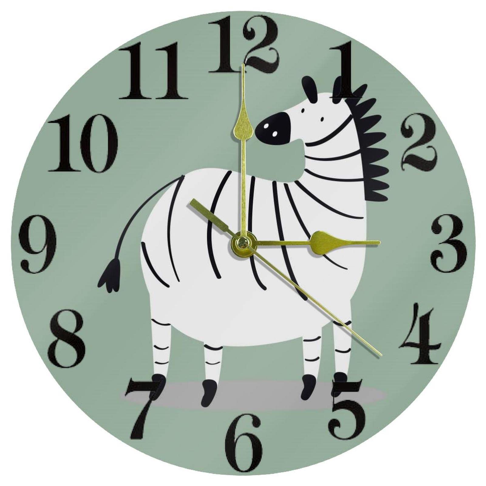 Horloge murale silencieuse et sans tic-tac avec cadran zèbre rond