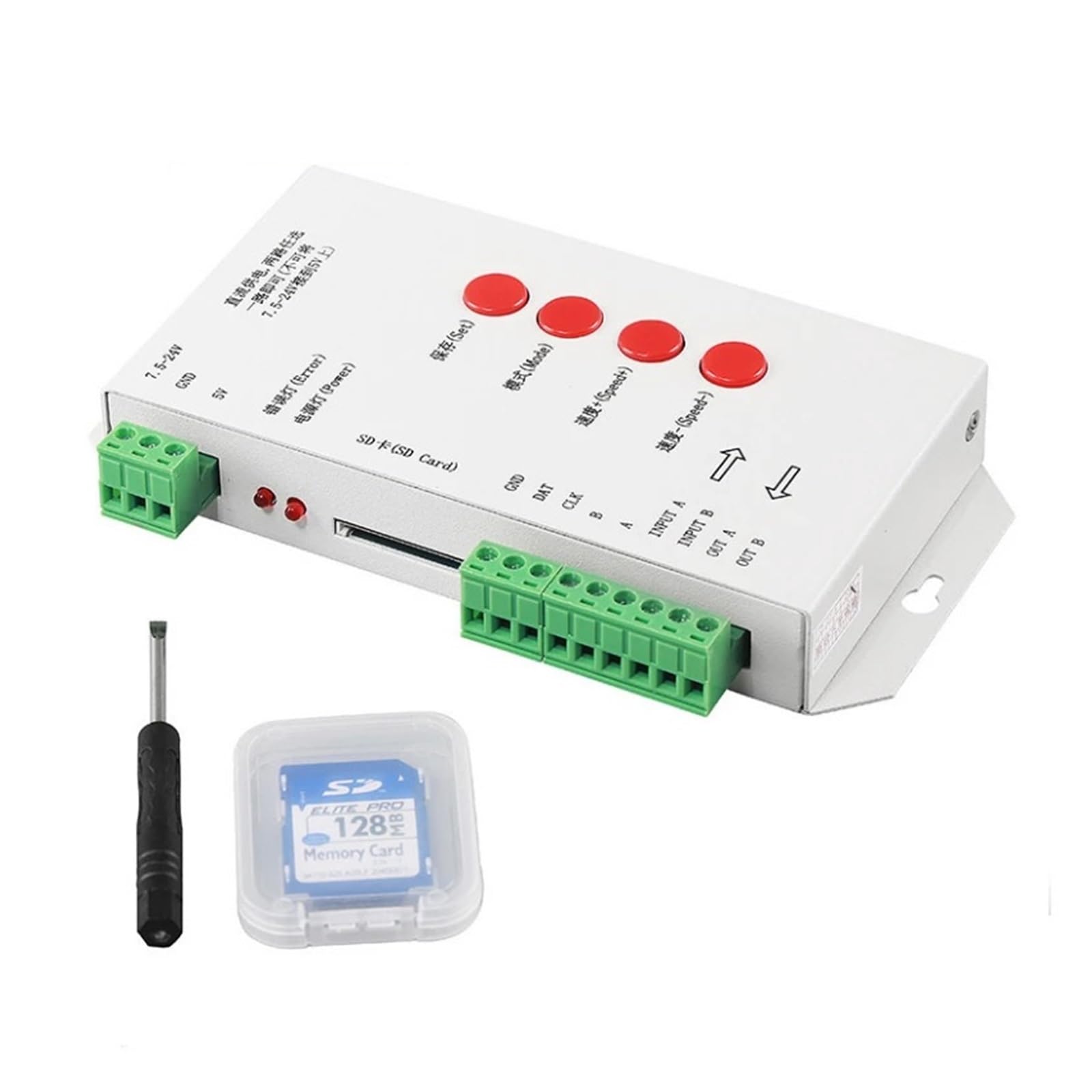 Il controller LED RGB con scheda SD T1000S un massimo di 2048 pixel è adatto for WS2801 WS2811 WS2812B LPD6803 Light