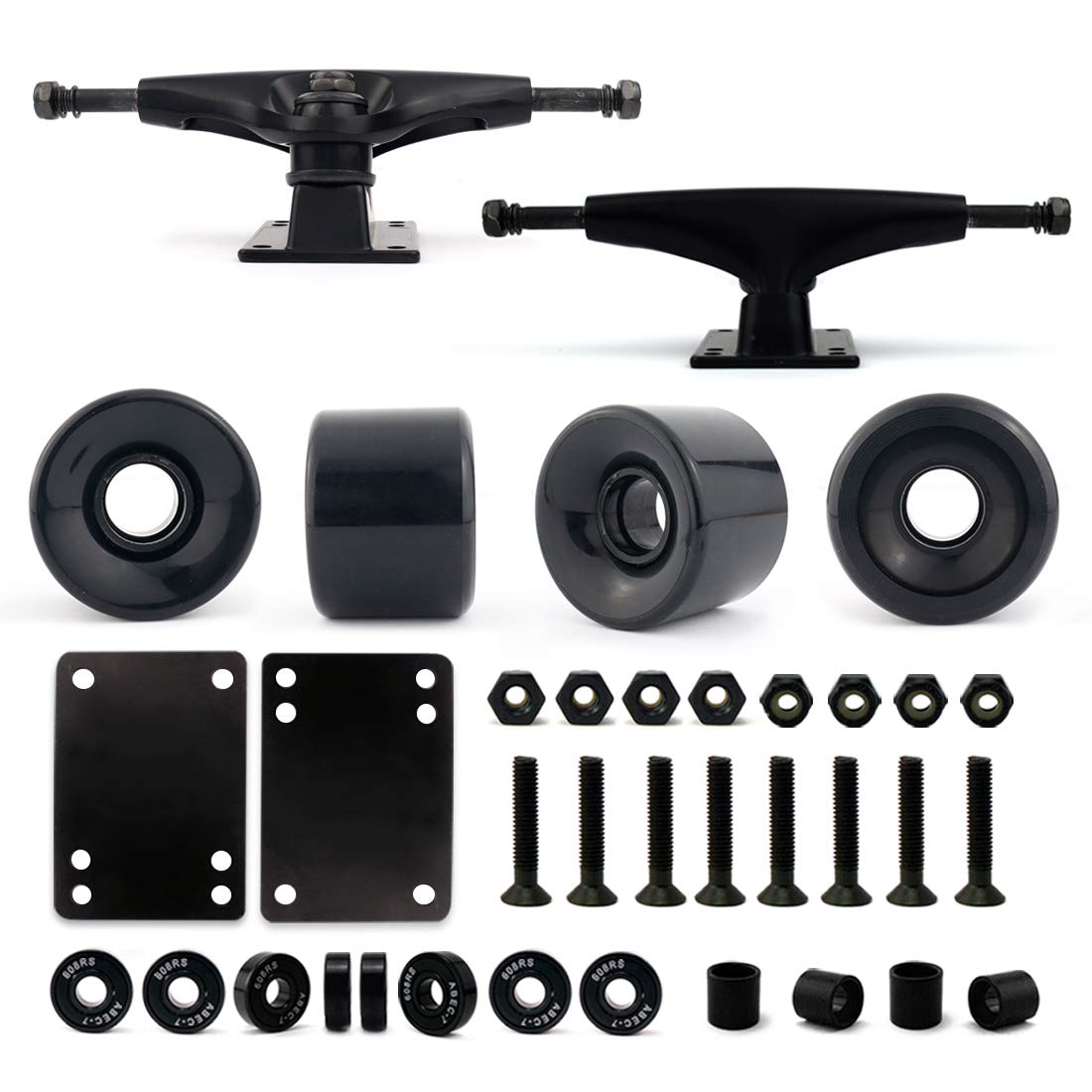 VJ Skateboard Truck and Wheel, 5.0 Skateboard Trucks (Black) w