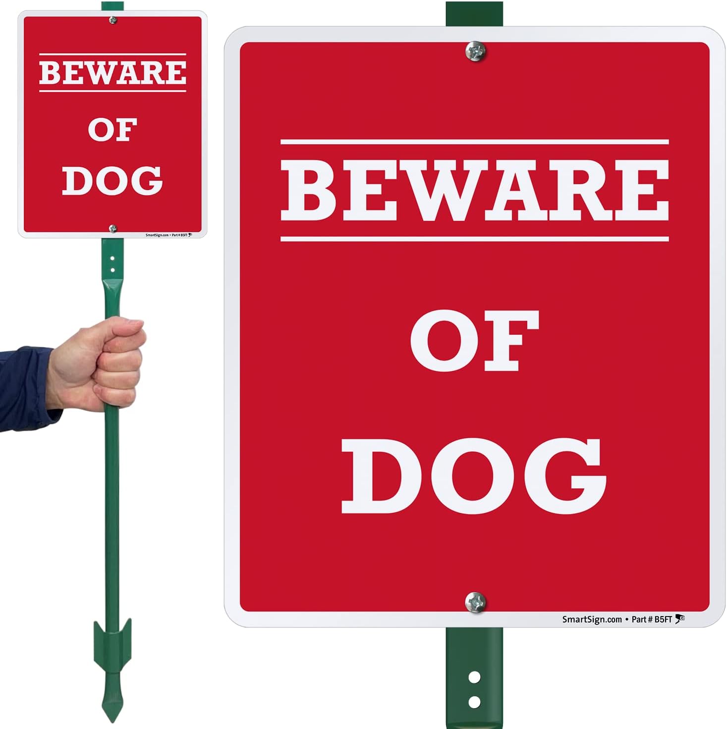 SmartSign "Beware of Dog" LawnBoss® Sign | 10" x 12" Aluminum Sign With 3' Stake