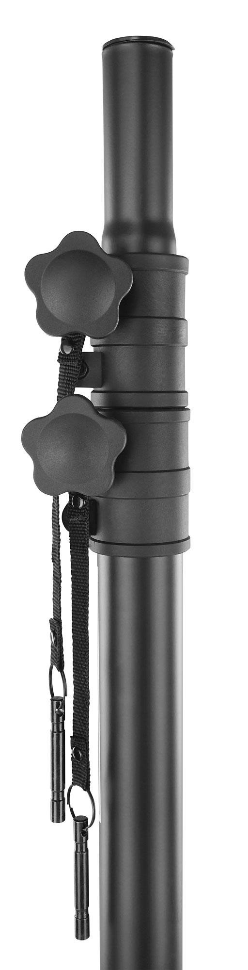 Showlite LS325 Statore Luci (Statore stabile per luci e casse per uso mobile, portata max: 50 kg, estensibile fino a 325 cm, estremità tubo 35 mm Ø, alluminio) Nero