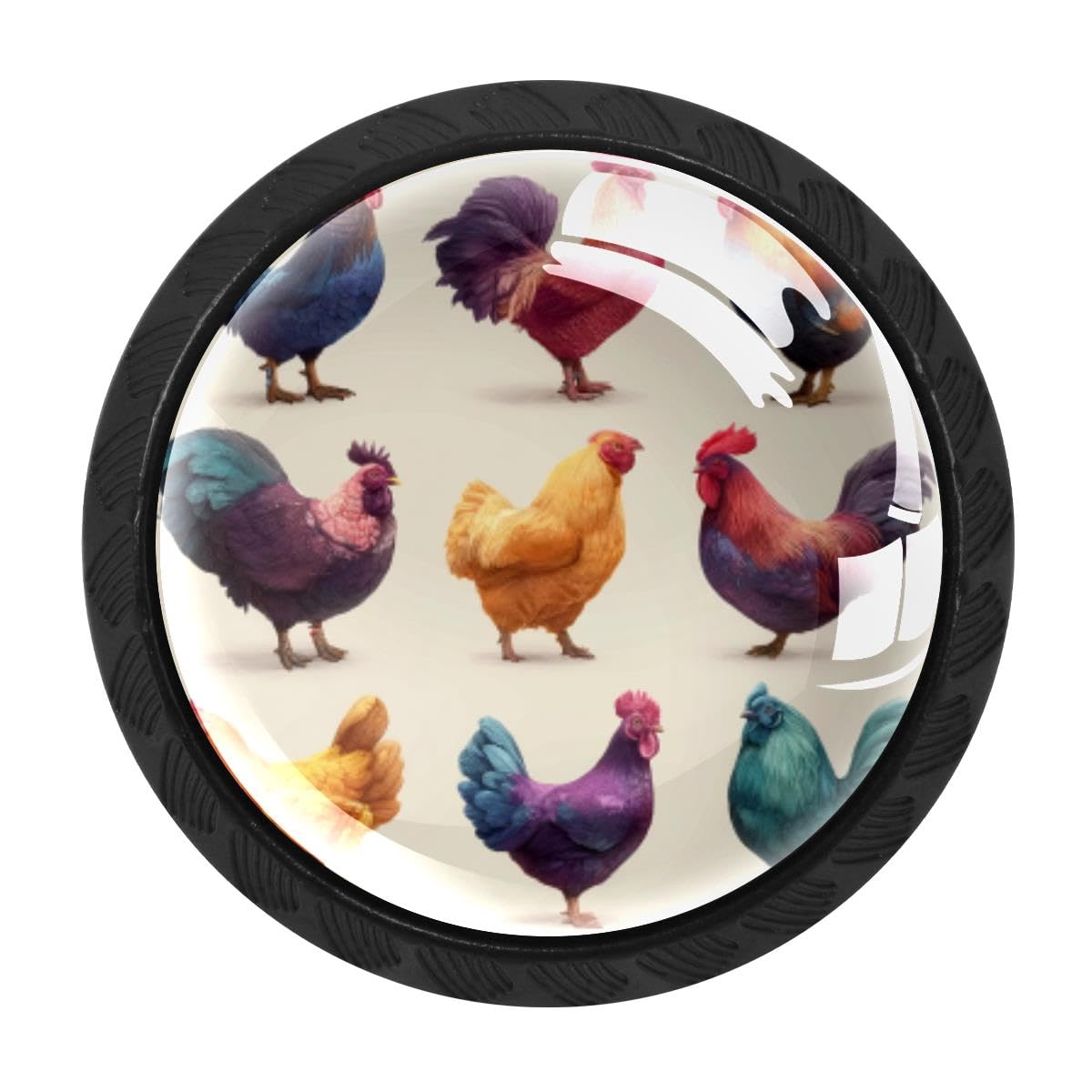 4 PCS Kitchen Cabinet Knobs, Farm Rooster Drawer Knobs Dresser Handles