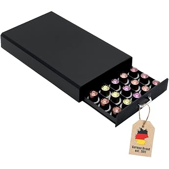 INTIRILIFE Storage Drawer for 50 Coffee Capsules, Compatible with Nespresso Capsules, 38.2 x 23.2 x 5.6 cm, Capsule Holder, D
