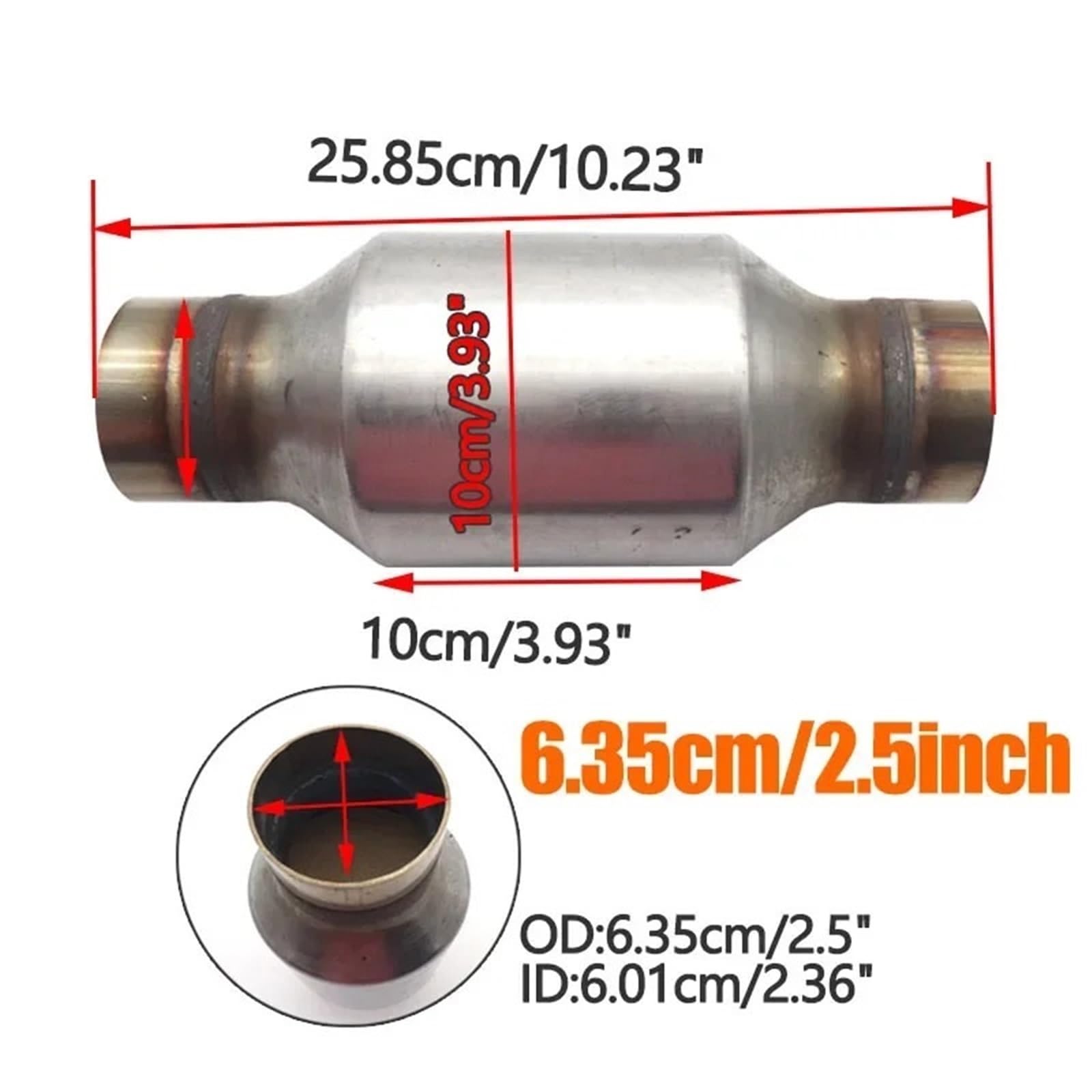 Catalizzatore Convertitore catalitico da corsa EURO 1 da 400 cpsi con substrato ceramico per catalizzatore da 2 pollici/5,1 cm/2,5 pollici/6,35 cm