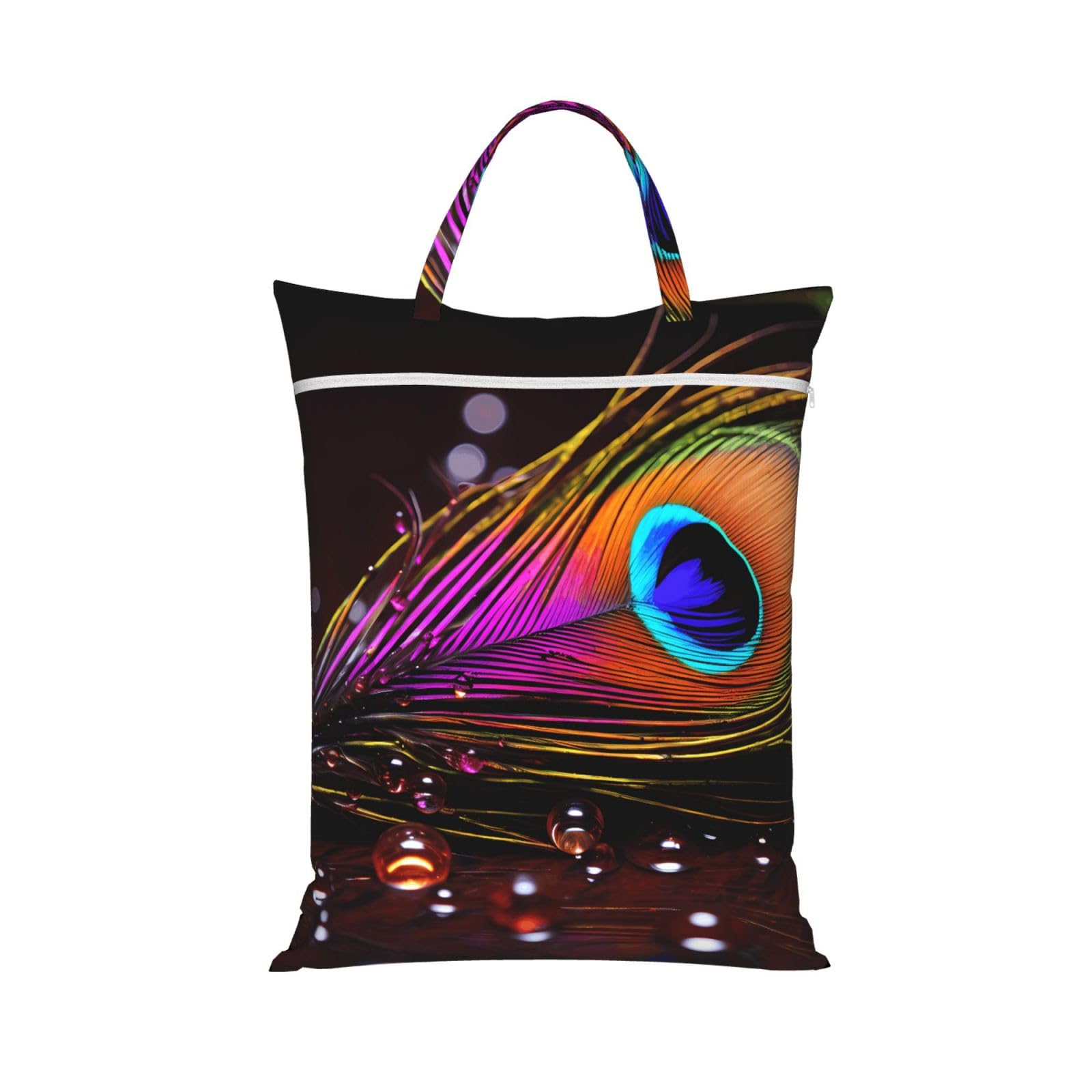 Feather Travel Laundry Bag With Zipper Dirty Clothes Bag Water Resistant Laundry Storage Sack Portable Organizer For Travel Beach School Camping Gym