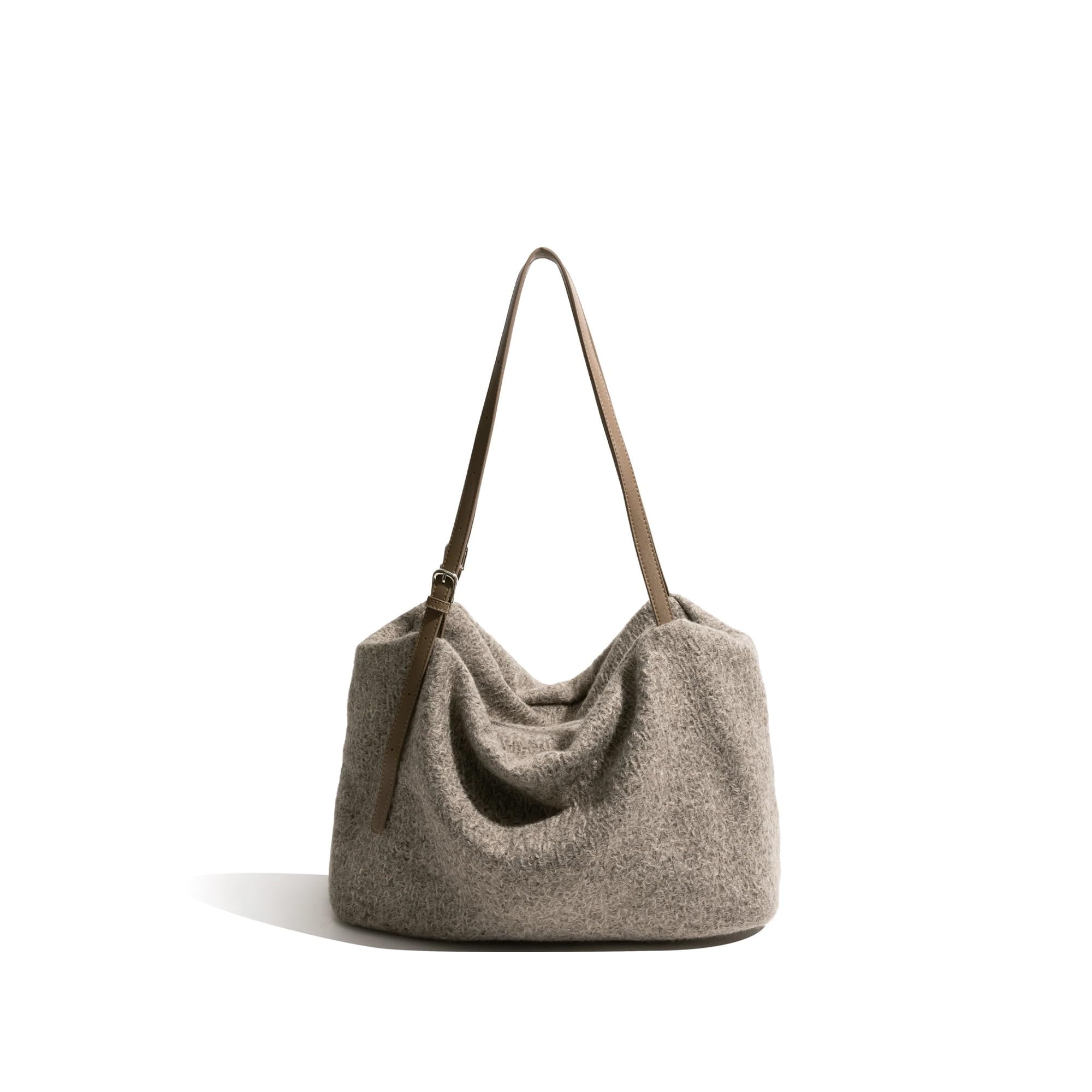 Filztasche Einfache Frauen Große Kapazität Shopping Handtasche Flauschigen Filz Stoff Herbst Winter Klassische Farbe Tote Handtasche for Damen