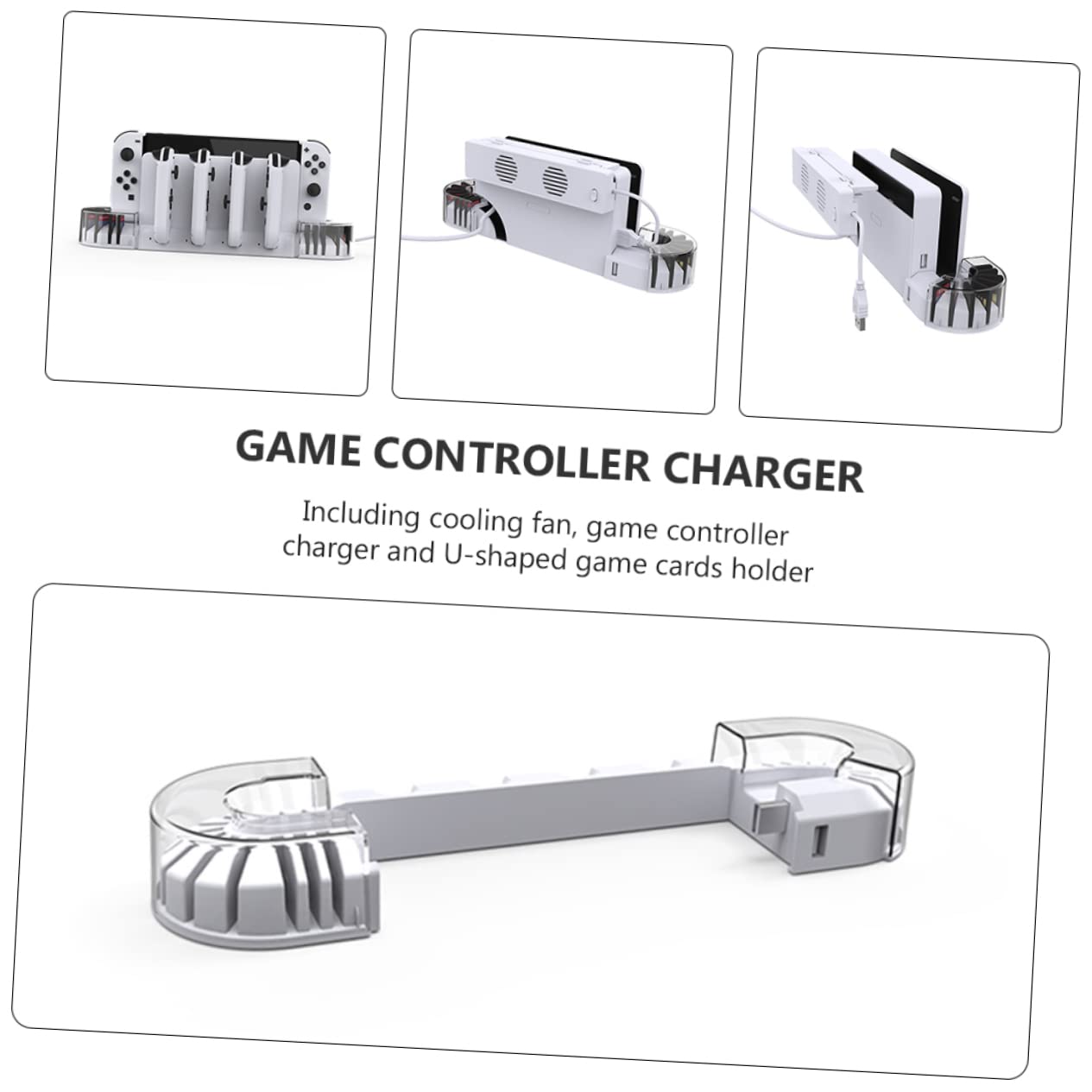 1set Dock Di Ricarica Con Ventola Di Raffreddamento Per Switch Oled Stazione Di Carica Per Controller Joy- Supporto Per Schede Di Gioco e Copertura Trasparente Design Shaped