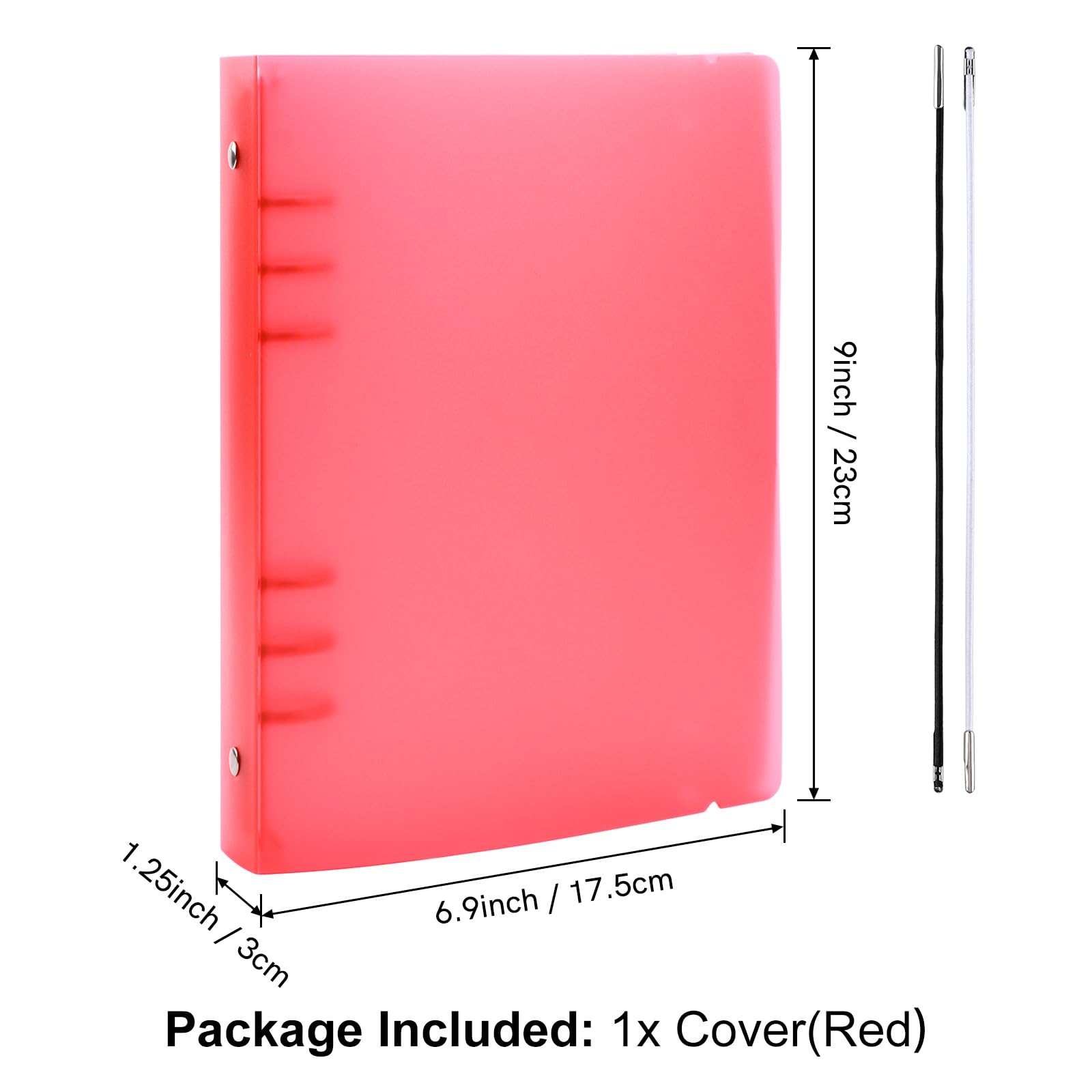 OTCRAFT A5 6 Ring Binder Cover Clean Transparent Soft PVC for Refillable Notebook Shell withMatte surfaceforStamp & Die Storage (Red) - Image 2