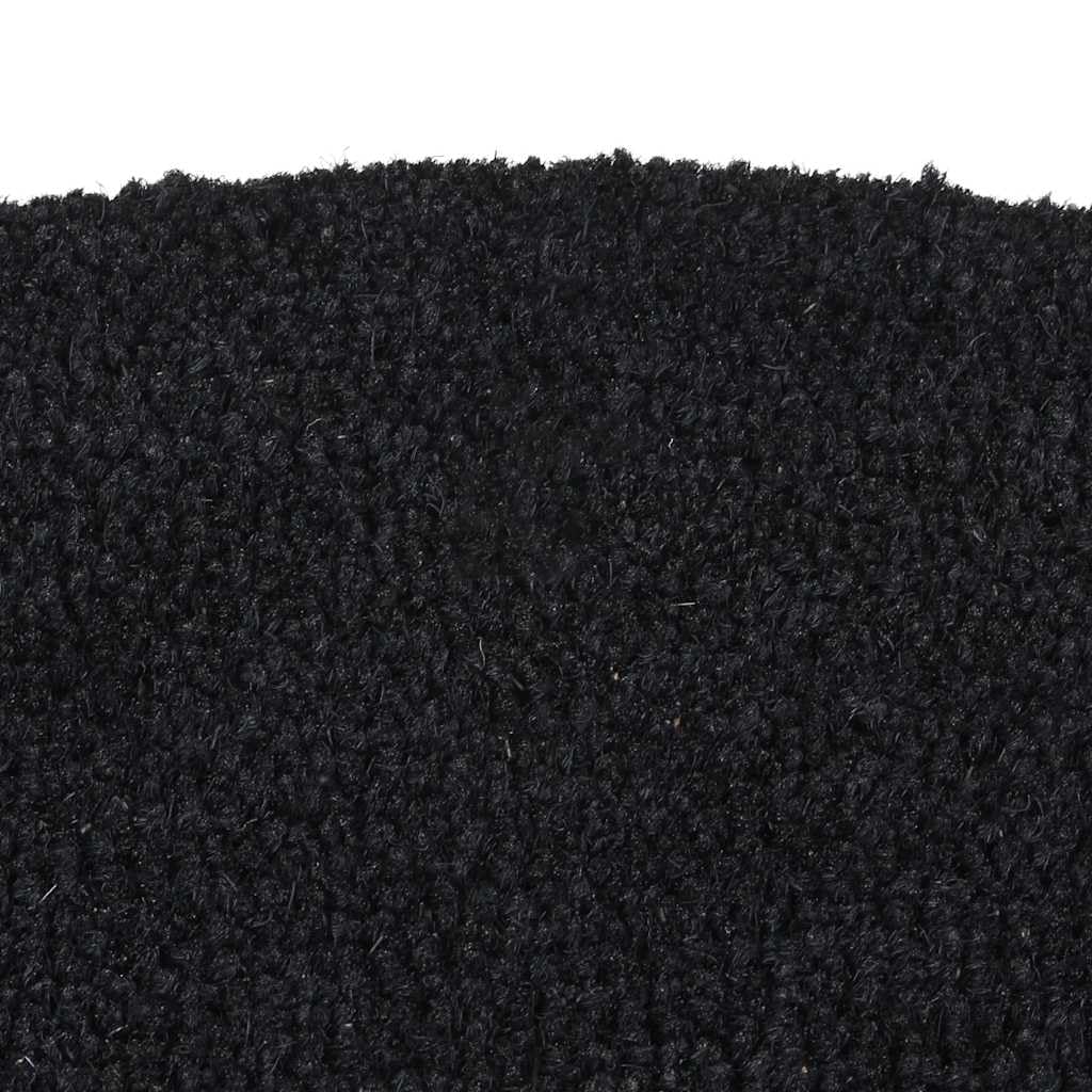 Felpudo negro semicircular 40 x 60 cm fibra de coco con base antideslizante de PVC para interior y exterior, felpudo como rascador para entrada, pasillo, terraza y jardín