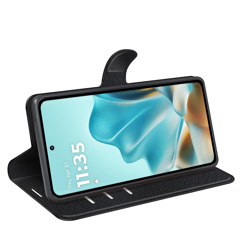 Etui do Motorola Edge 60 Fusion, wysokiej jakości skórzane etui portfelowe z klapką z silikonowym zderzakiem [podpórka] [uchwyt na karty] [klamra magnetyczna] etui na książki skórka do Motorola