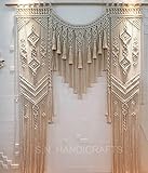 SN HANDICRAFTS Large Macrame Wedding Backdrop, Macrame Wedding Arch Arbor, Macrame Wall Hanging,Macrame Door Hanging,Room Divider,Macrame Curtains (W 75 X L 85 INCH)