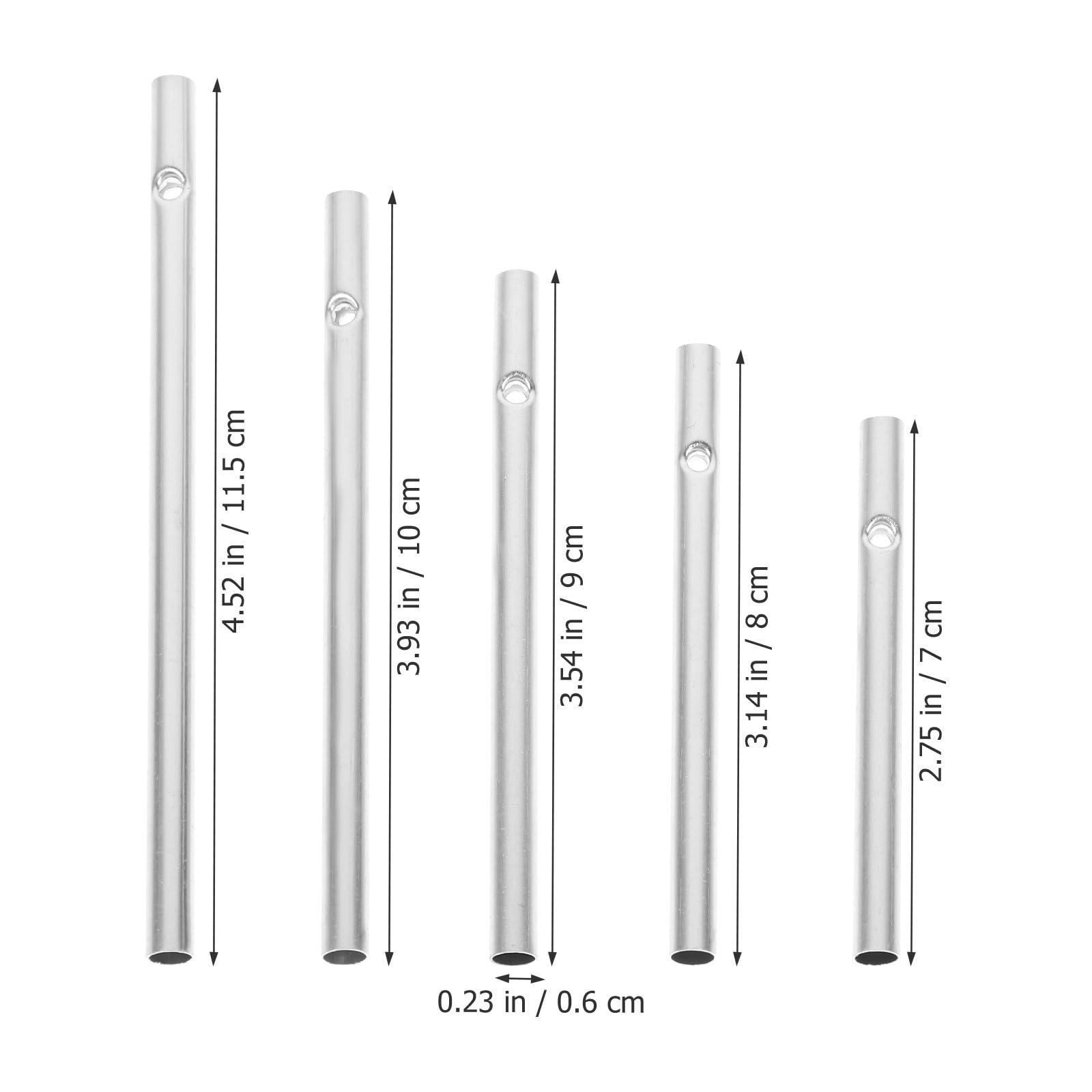 Tubi per Campanelli Eolici in Alluminio Argento 60 Pezzi Tubo Cavo di 6 Mm Facile da Appendere per Decorare Qualsiasi Luogo e Porta Posteriore
