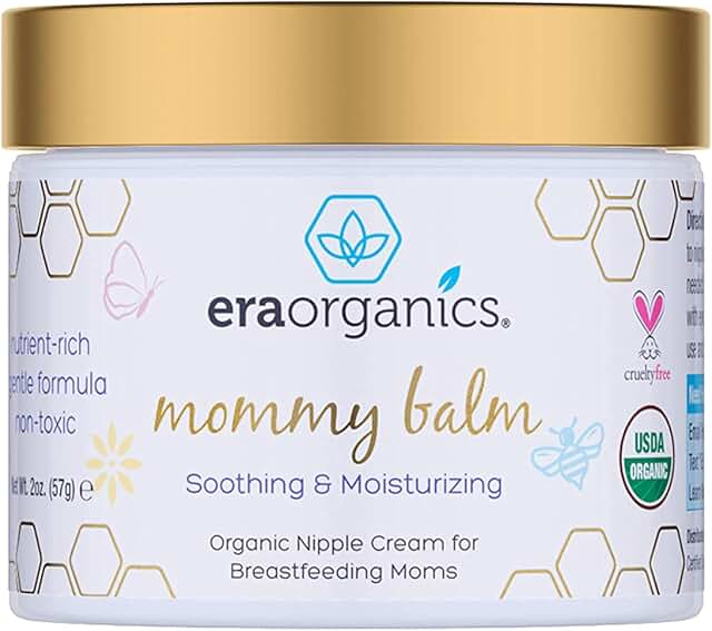 Era Organics Soothing Nipple Cream for Breastfeeding Moms - 100% Natural, USDA Organic Calming Nipple Balm for Chapped, Ir...