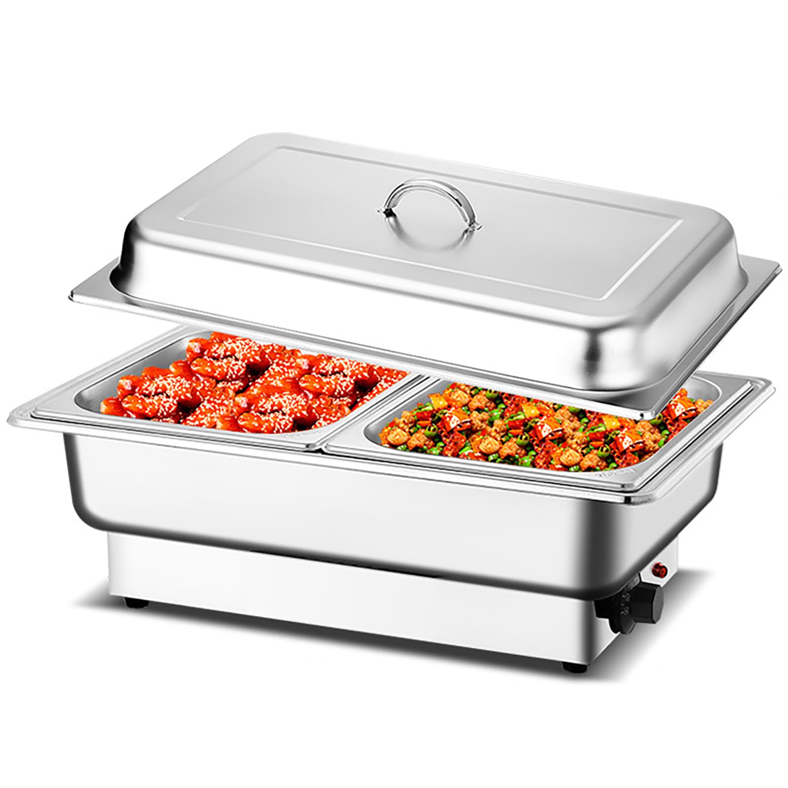 Pentola Calda a Buffet Server con Coperchio, scaldavivande in Acciaio Inox, stoviglie dell'hotel, fornello Quadrato per la Colazione, pentola isolata,B