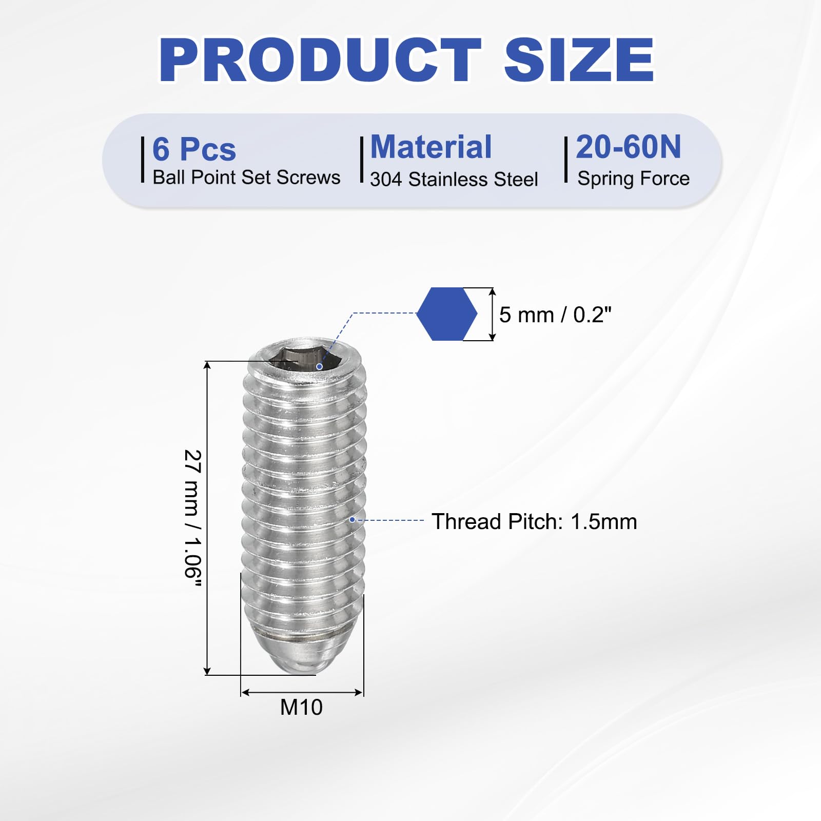 PATIKIL M10x25mm Ball Point Set Screws - Image 2