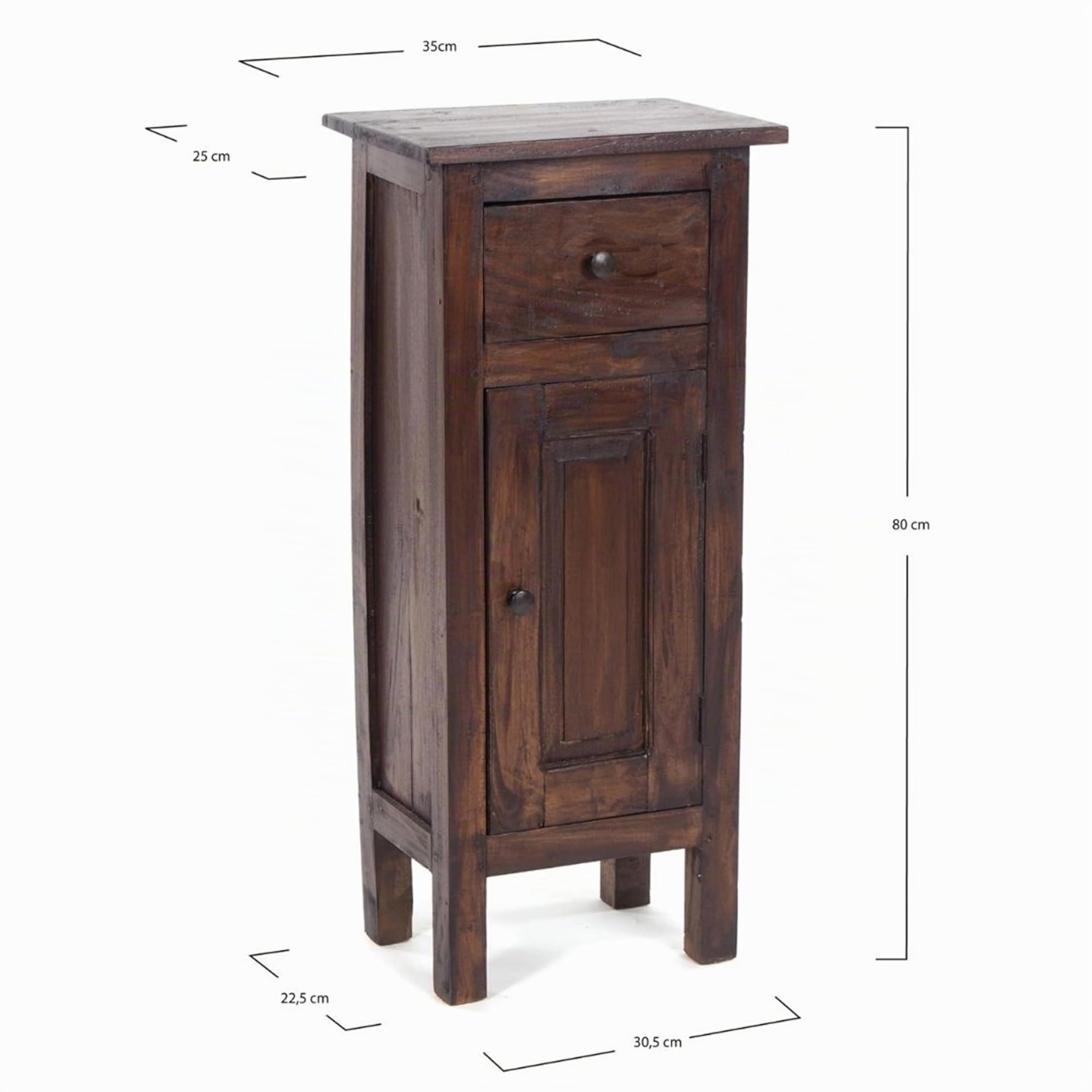 Design Delights - Armadietto in legno “Plant 80”, 80 x 36 x 25 cm (altezza x larghezza x profondità), legno riciclato in mogano, stile Shabby Chic, colore: 03, marrone scuro