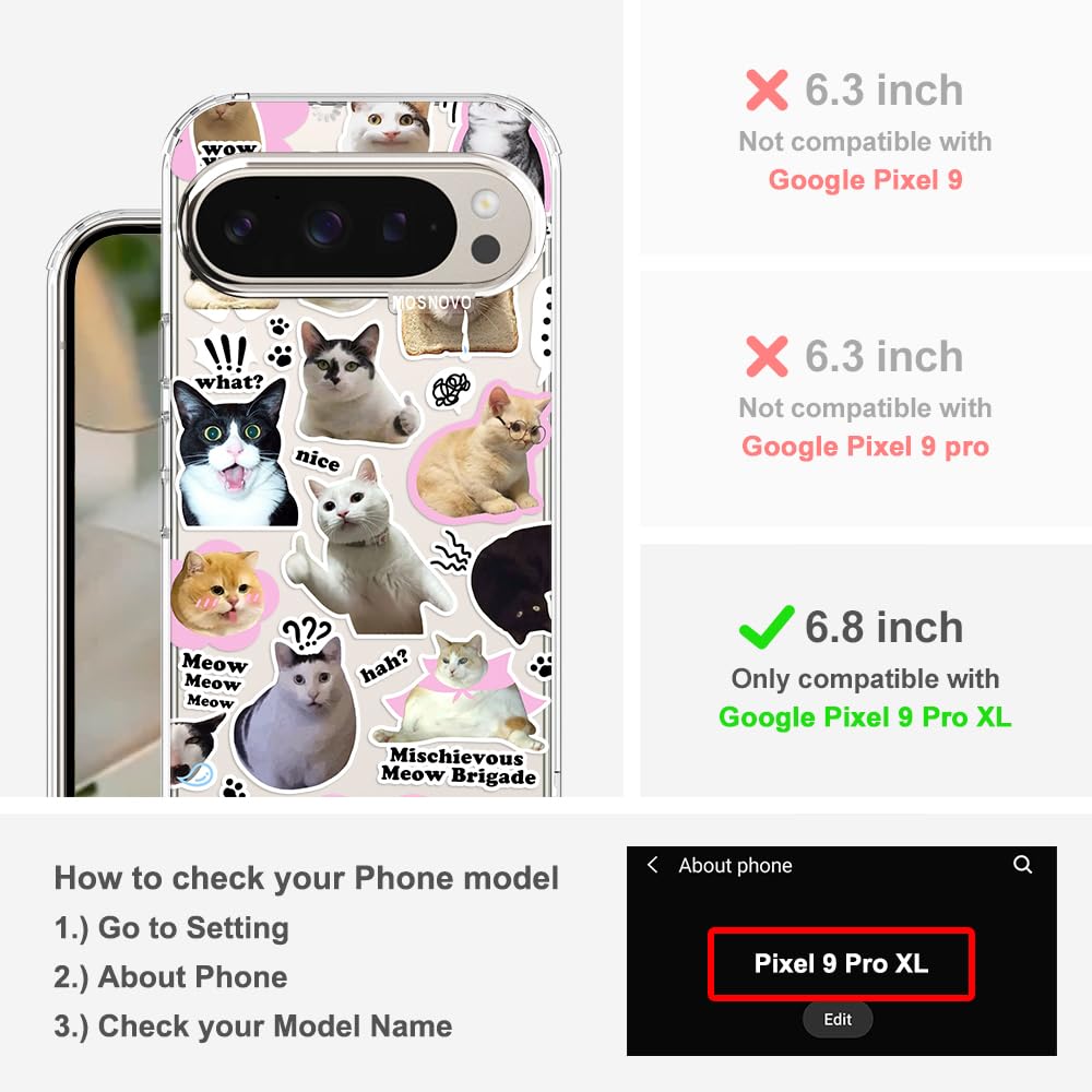 MOSNOVO Case for Google Pixel 10 & Pixel 10 Pro, [Buffertech 6.6ft Military-Grade Drop Protection] [Anti Peel Off Tech] Clear TPU Bumper Phone Case Cover Design - Cute Cherry — view 354